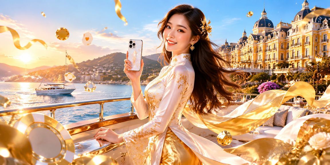 Người phụ nữ mặc áo dài tại Đà Lạt truy cập casino trực tuyến trên điện thoại di động