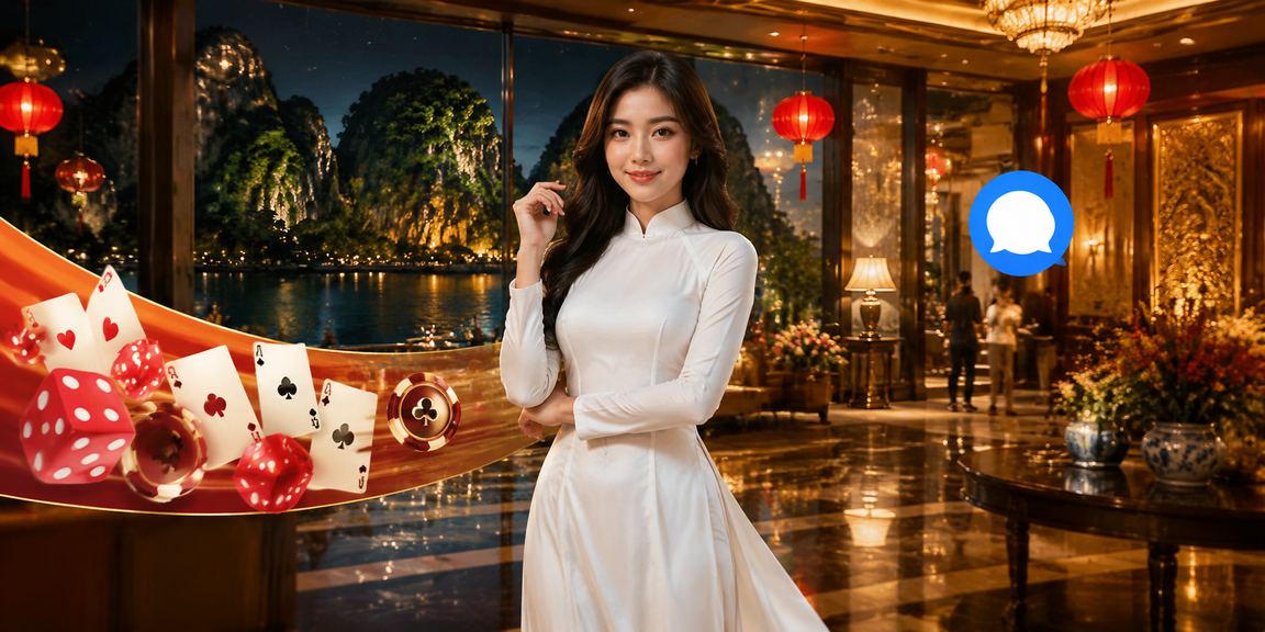 Người phụ nữ mặc áo dài tại Ninh Bình tham gia trò chơi bài trực tuyến trong không gian yên tĩnh